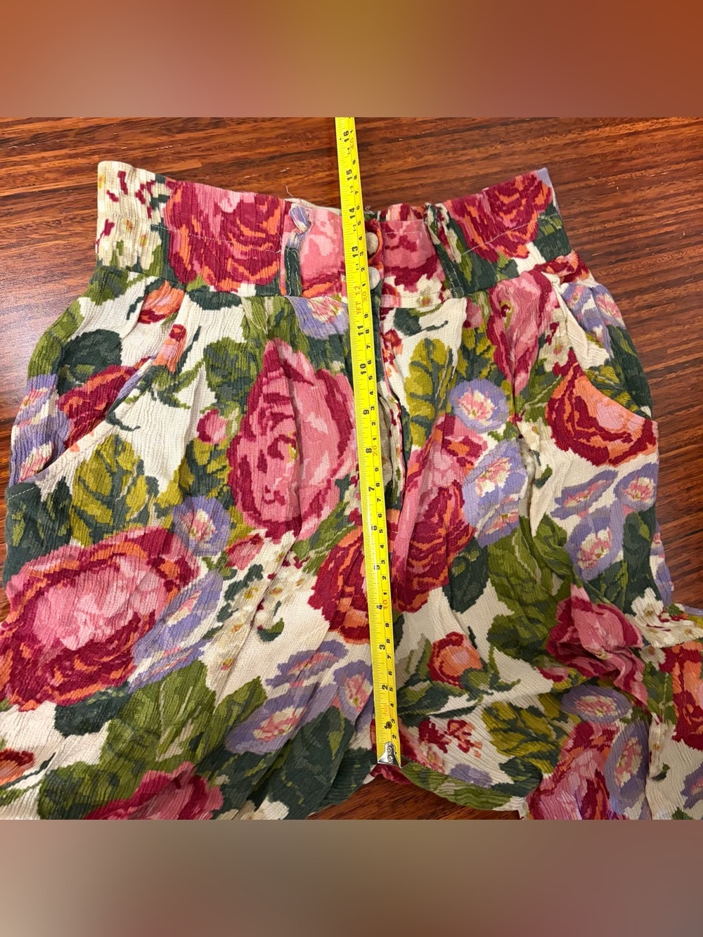 Vtg Karen Kane Floral Tapestry Rayon High Waisted Pleated Pants USA Made 8 - Picture 5 of 7